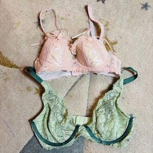 Auden Pink and Sage Lace Underwire Bra Bundle of 2